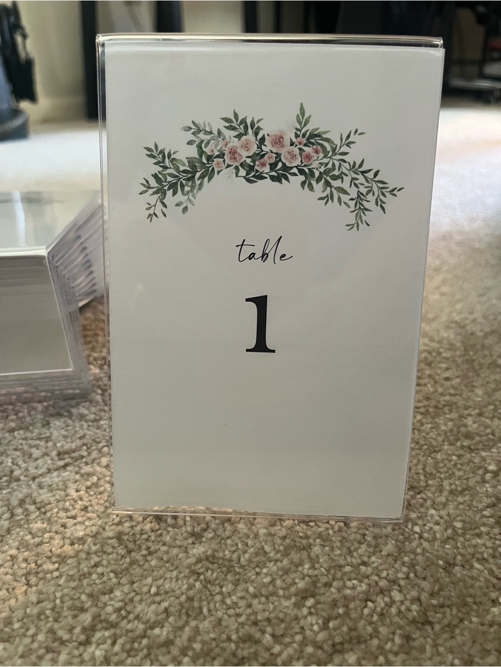 Floral Table Number Cards (1-14) - White with Pink Roses
